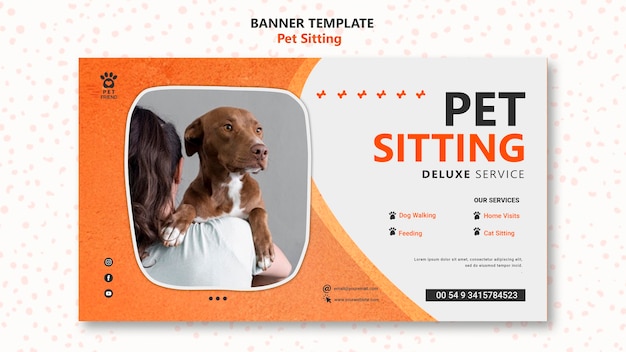 Modelo de banner de conceito de pet sitting