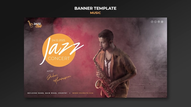 PSD modelo de banner de concerto de jazz