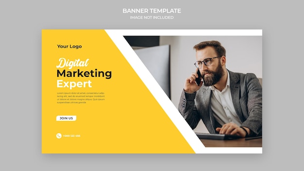 Modelo de banner de especialista em marketing digital psd