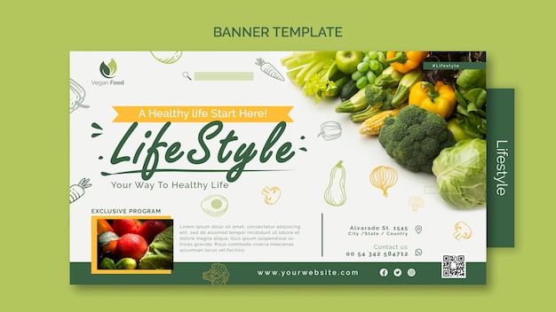 PSD modelo de banner de estilo de vida de alimentação saudável