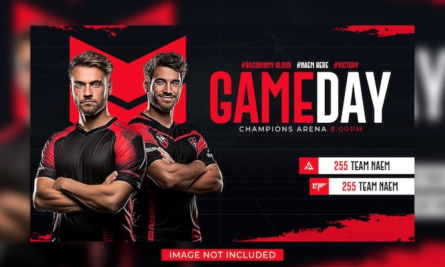 PSD modelo de banner de evento de jogo de dia de jogo de esports