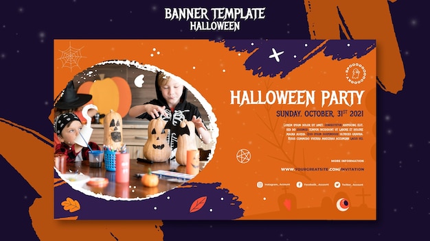 PSD modelo de banner de festa de halloween