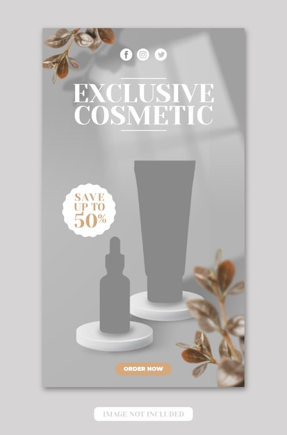 PSD modelo de banner de história do instagram de promoção de produtos cosméticos