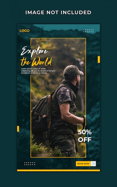 Modelo de banner de histórias do instagram de viagem