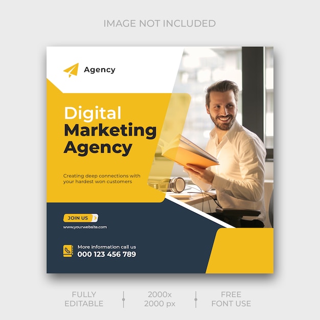 Modelo de banner de marketing digital em mídias sociais