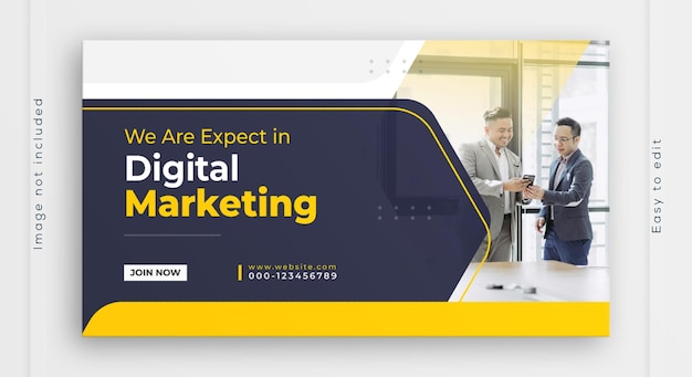 Modelo de banner de marketing digital para promoção de agências, marca de negócios, identidade corporativa