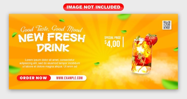 PSD modelo de banner de menu de bebidas frescas