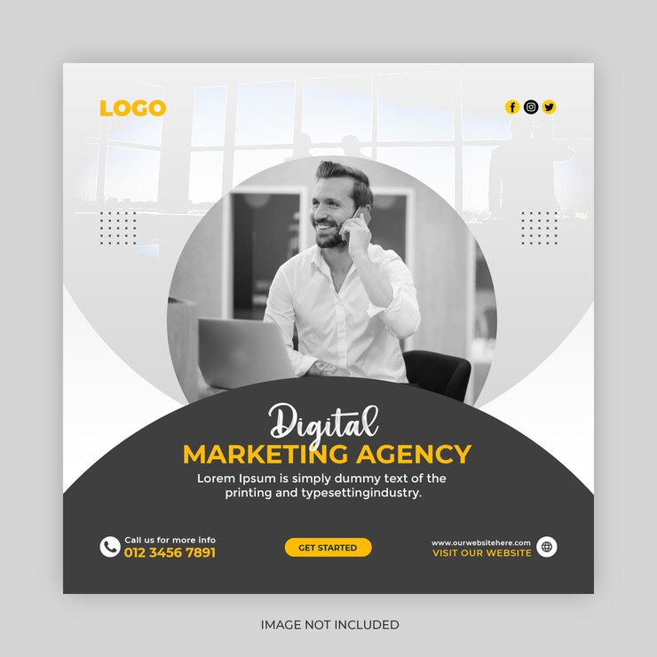 Modelo de banner de mídia de agência de marketing digital