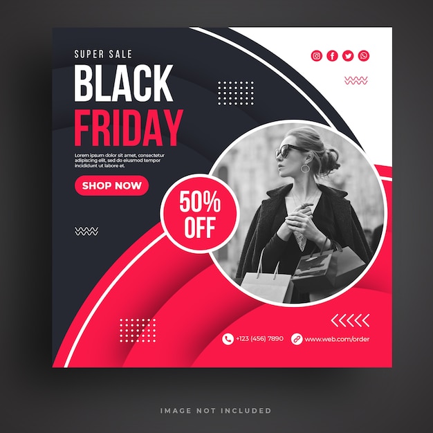 Modelo de banner de mídia social black friday sale