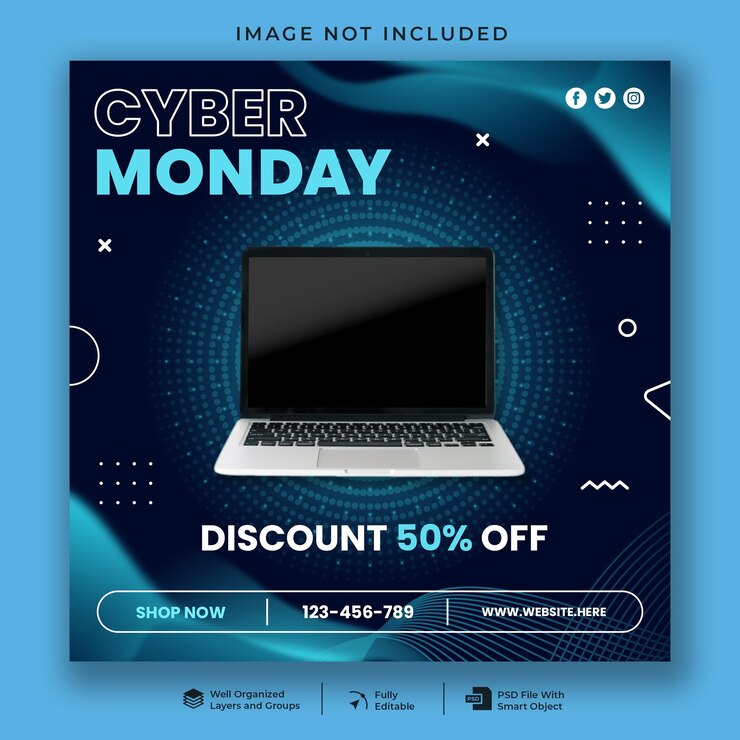 PSD modelo de banner de mídia social cyber segunda-feira