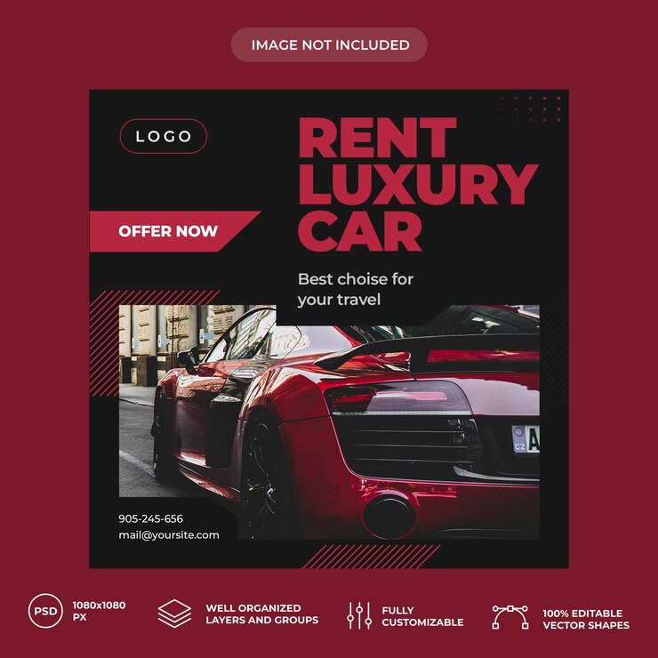 Modelo de banner de mídia social da Rent Car