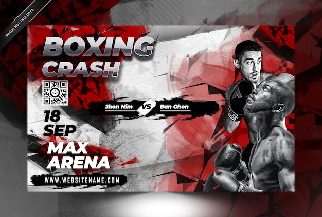 PSD modelo de banner de mídia social de boxe paisagem com conceito grunge