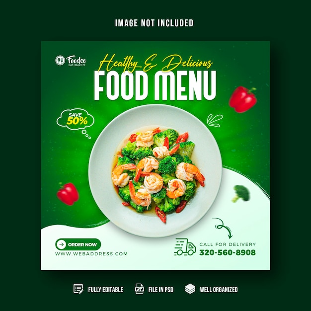 Modelo de banner de mídia social de comida especial para modelo de postagem no facebook e instagram psd premium