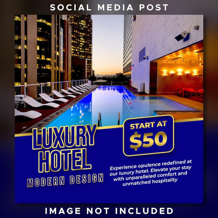 PSD modelo de banner de mídia social de hotel de luxo psd