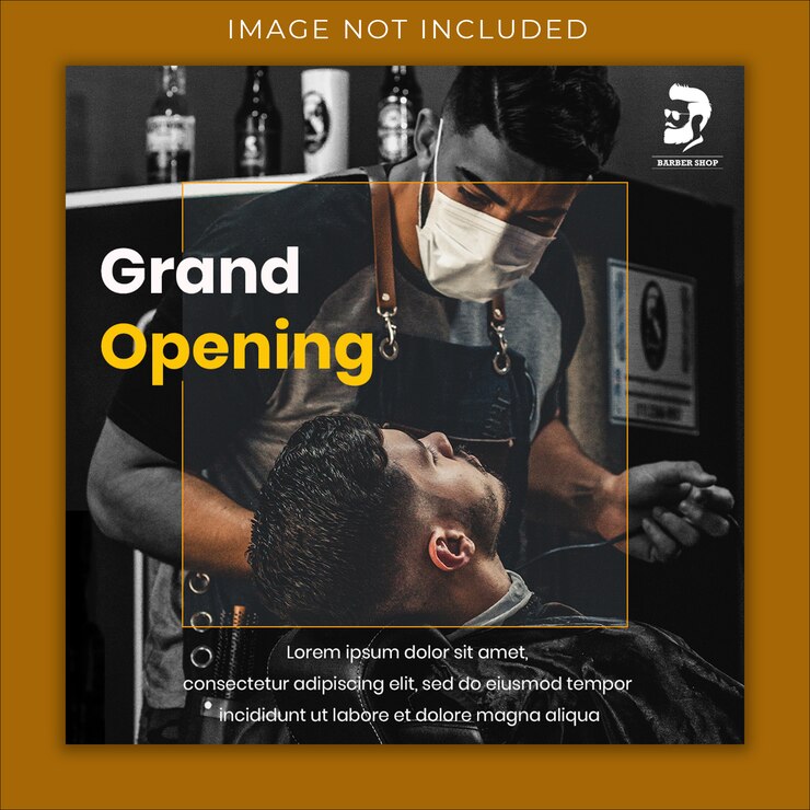 PSD modelo de banner de mídia social de inauguração de barbearia