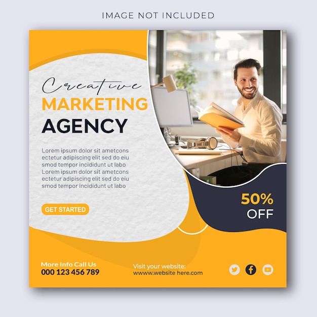 Modelo de banner de mídia social de marketing digital e Instagram