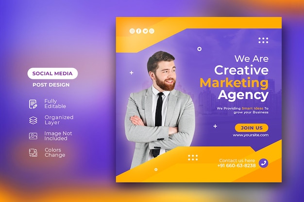 Modelo de banner de mídia social de marketing digital psd