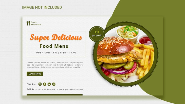 PSD modelo de banner de mídia social de menu de comida especial saudável