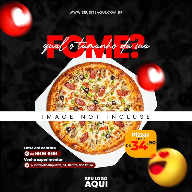 PSD modelo de banner de mídia social de menu de comida psd e pizza deliciosa