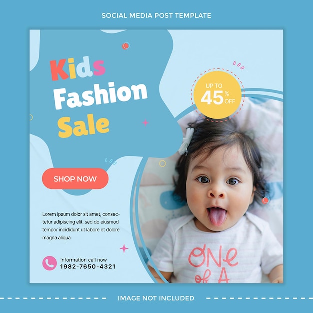 Modelo de banner de mídia social de vendas de moda para crianças e bebês