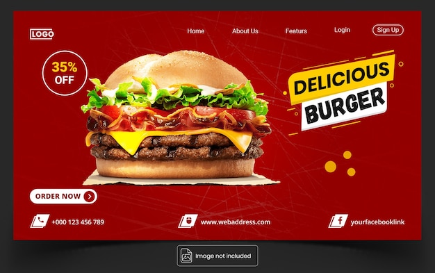 Modelo de banner de mídia social Delicious Food