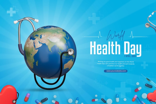 PSD modelo de banner de mídia social do dia mundial da saúde