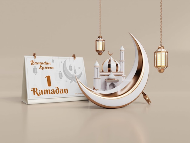 Modelo de banner de mídia social do ramadã 3d