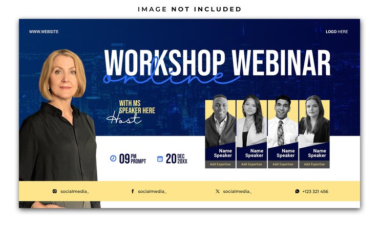 PSD modelo de banner de mídia social do webinar do workshop