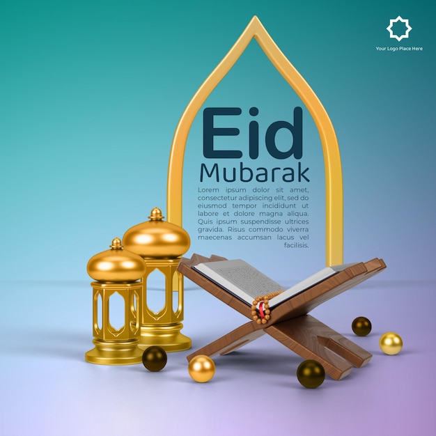 Modelo de banner de mídia social eid mubarak e eid ulfitr