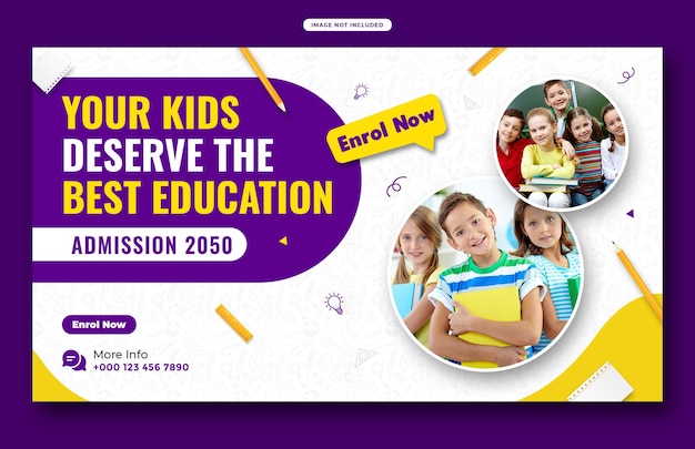 Modelo de banner de mídia social ou banner de admissão na escola