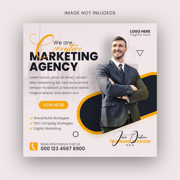 modelo de banner de mídia social ou Instagram de agência de marketing digital