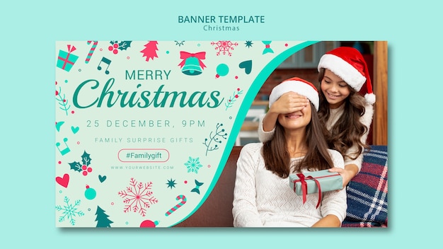 Modelo de banner de natal com imagem