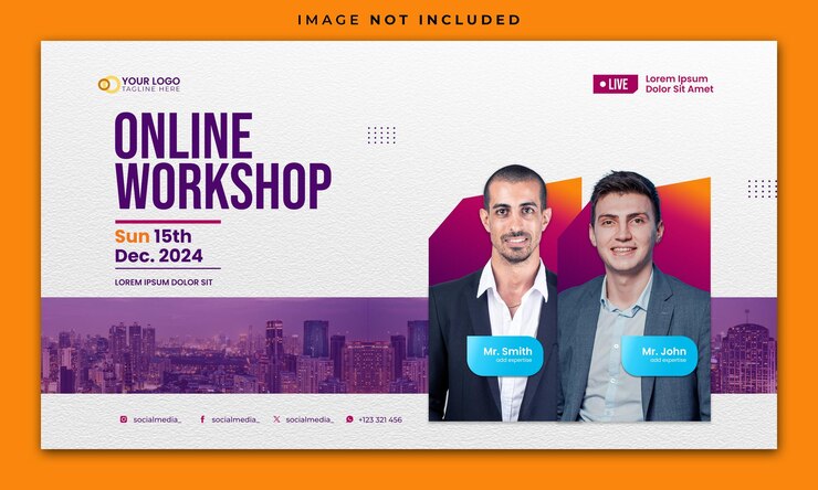 PSD modelo de banner de oficina on-line para projetos profissionais