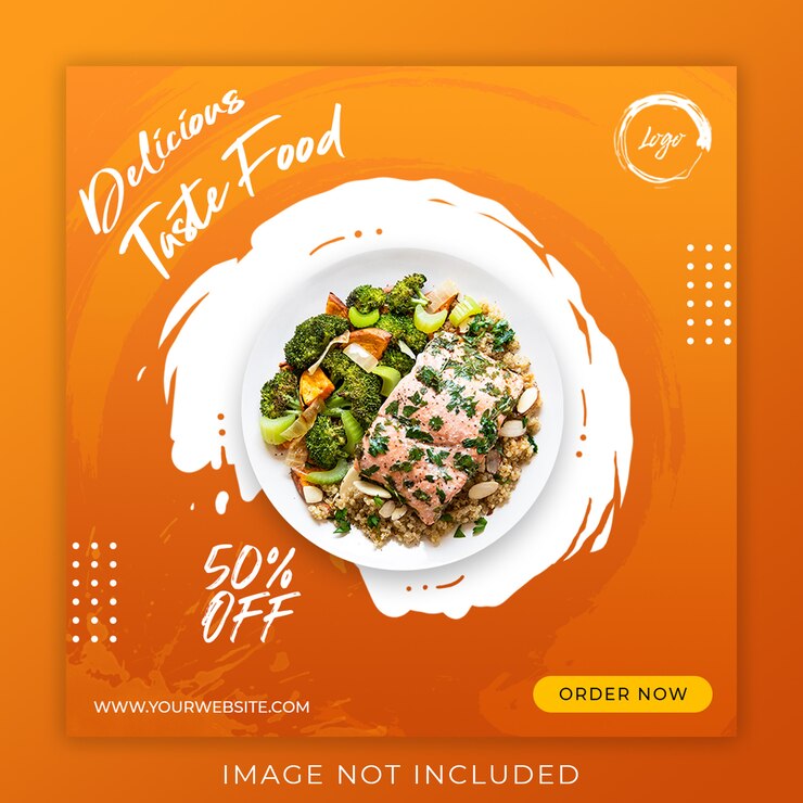 Modelo de banner de post de promoção de menu de comida