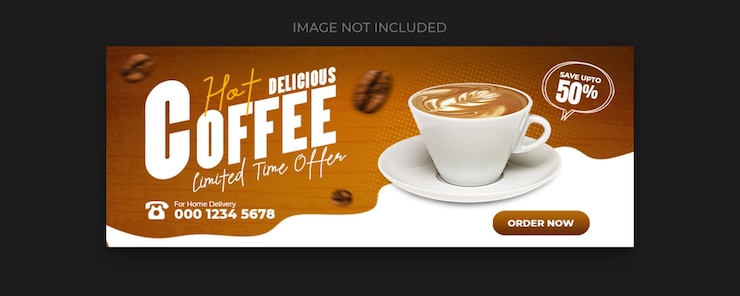 Modelo de banner de postagem de capa do facebook de menu de bebidas de café