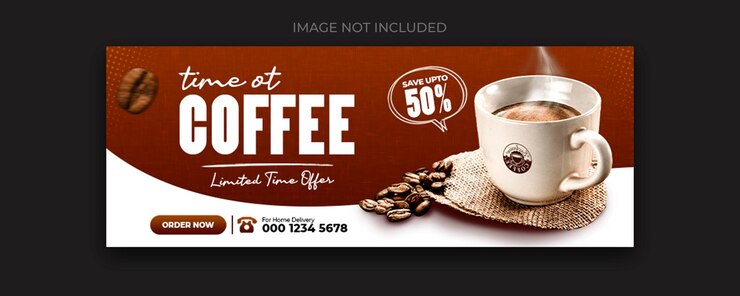 Modelo de banner de postagem de capa do facebook de menu de bebidas de café
