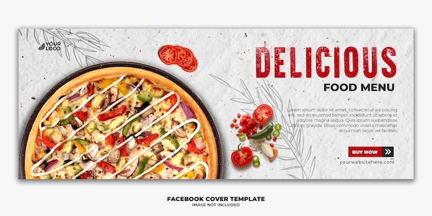 PSD modelo de banner de postagem de capa do facebook para pizza de menu de fastfood de restaurante