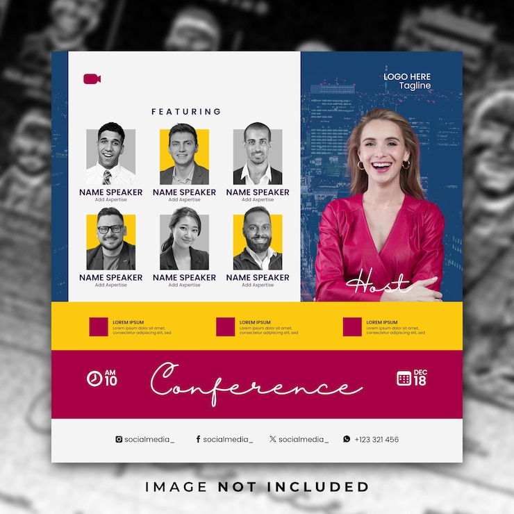 PSD modelo de banner de postagem de instagram de conferência e mídia social
