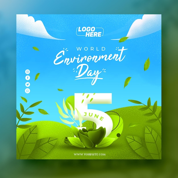 Modelo de banner de postagem de instagram de mídia social do dia mundial do meio ambiente