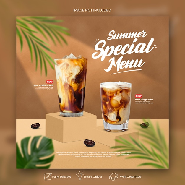 Modelo de banner de postagem de menu de verão fresco