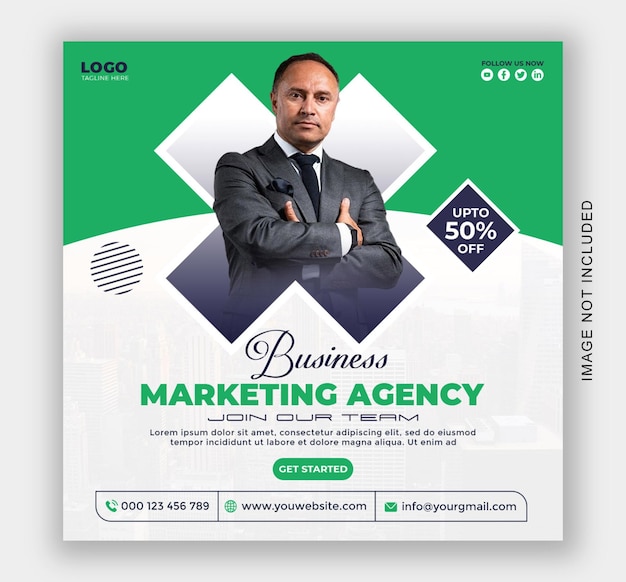Modelo de banner de postagem de mídia social de agência de marketing digital