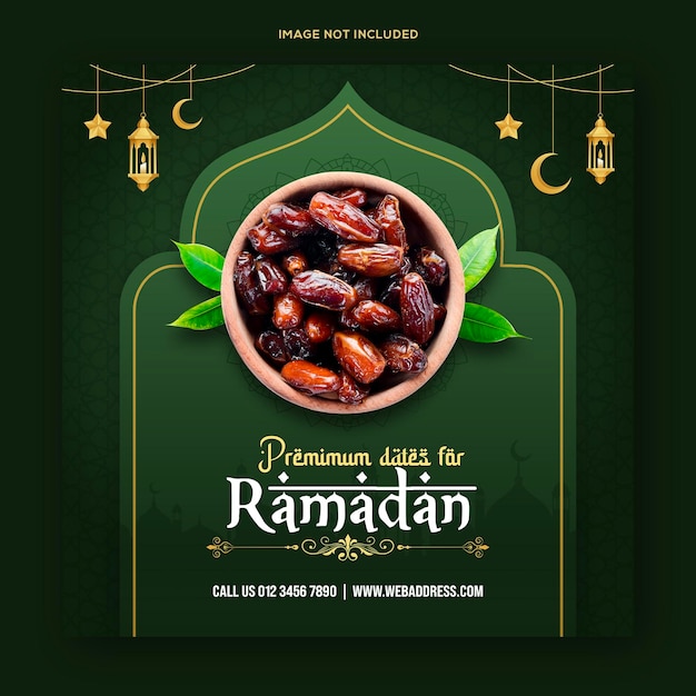 Modelo de banner de postagem de mídia social de menu de comida especial Ramadan Kareem