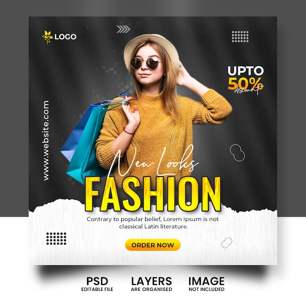 Modelo de banner de postagem de mídia social de publicidade de moda
