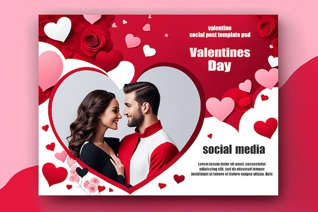 modelo de banner de postagem de mídia social de valentine