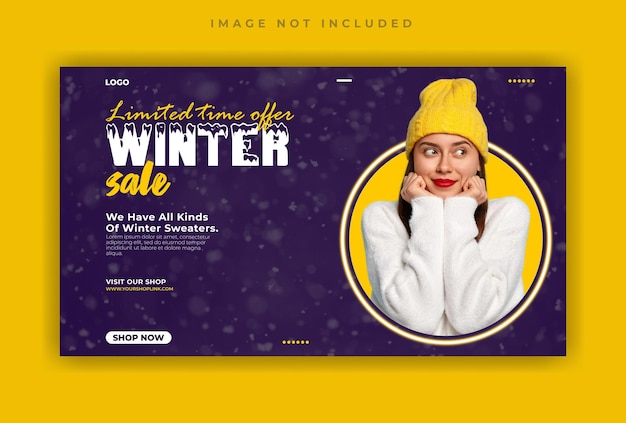 Modelo de banner de postagem de mídia social de venda de inverno