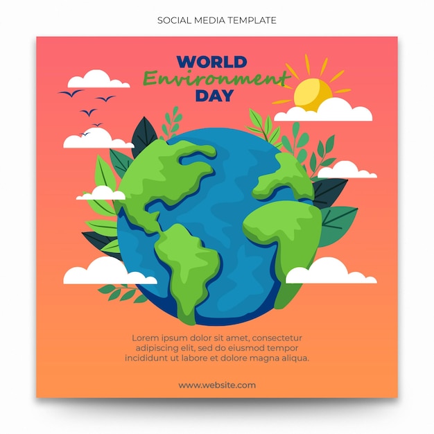 Modelo de banner de postagem de mídia social do Dia Mundial do Meio Ambiente