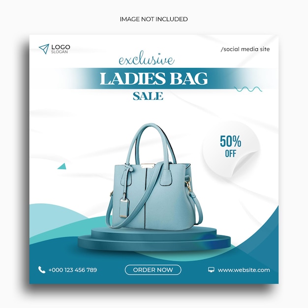 PSD modelo de banner de postagem de postagem de mídia social de venda de bolsa feminina