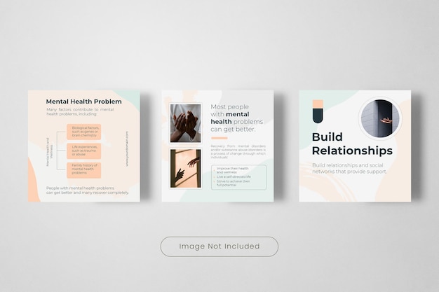 PSD modelo de banner de postagem do instagram com problemas de saúde mental