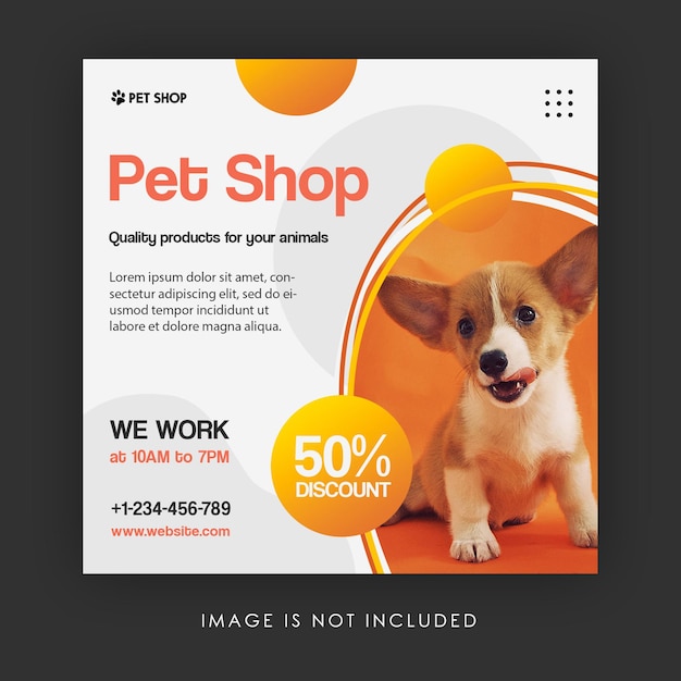 PSD modelo de banner de postagem do instagram para promoção de loja de animais de estimação