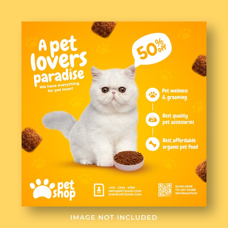 Modelo de banner de postagem do Instagram para promoção de pet shop